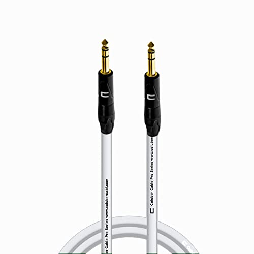 Coluber Cable 1/4 Trs Male To 1/4'' Trs Male - 3 Feet - White - 1/4 (6.35Mm) Stereo Balanced Male To Male Connector For Powered 