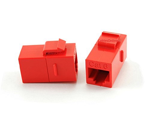 Cablesonline, 2 Pack Cat6 Female/Female Rj45 Ethernet Red Keystone Jack Coupler, Wp C02Rd 2