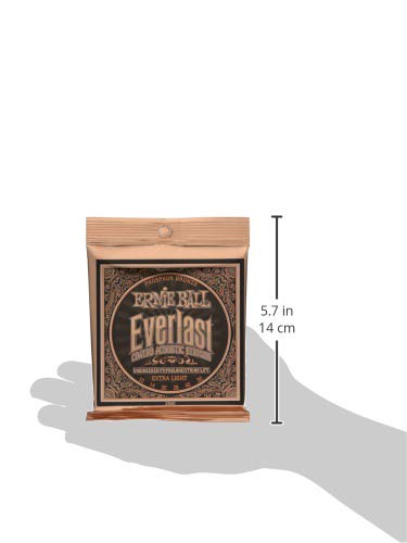 Ernie Ball Everlast Extra Light Phosphor Bronze Acoustic Guitar Strings, 10-50 Gauge (P02550)