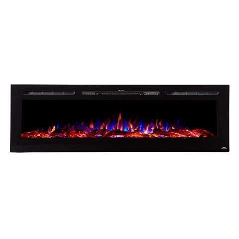 Touchstone Smart Electric Fireplace The Sideline 84 Inch Wide In Wall Recessed 30 Realistic Ember Color/Flame Options 1500W Heat