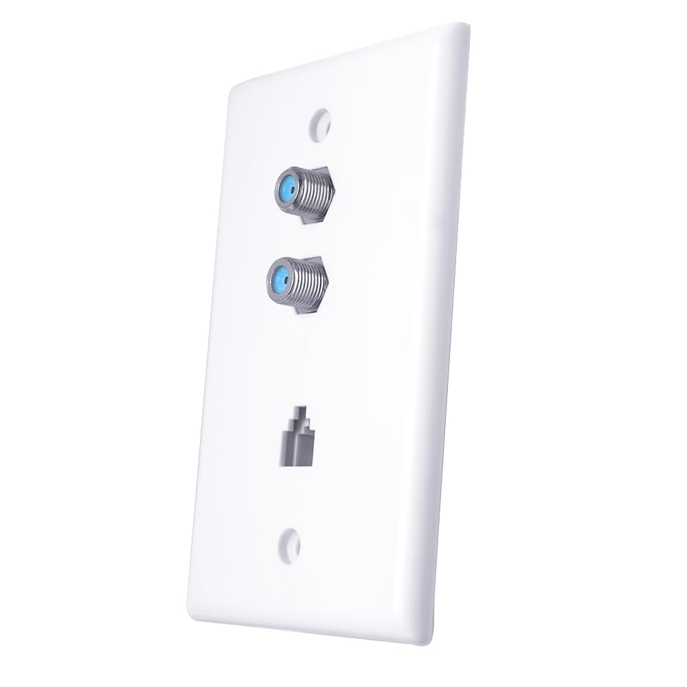 Skywalker Wall Plate W/Dual 3.0Ghz F 81 And Phone Connector (White)