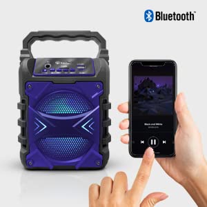 Top Tech Audio Jet 4 Bluetooth Portable Speaker, Louder Volume, Crystal Clear Stereo Sound, Rich Bass, 100 Foot Wireless Range, Microphone Input (Blue)