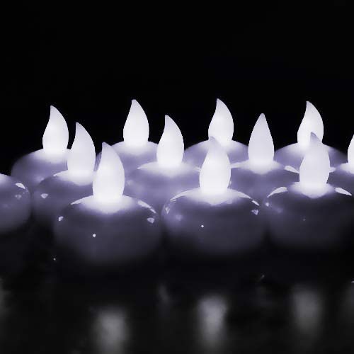 Novelty Place 24Pcs Waterproof Flameless Floating Tealights, LED Floating Candles Cool White Flickering Tea Lights - Battery Ope
