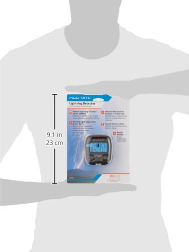 Acurite 02020 Portable Lightning Detector Black, 2  L X 1W X 2  H