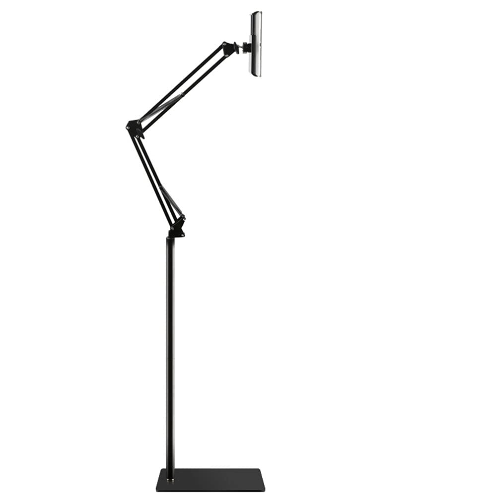 Ohitec Phone/Tablet Floor Stand, Heavy Duty Steel Metal Universal Adjustable Mobile Cell Smartphone Mount Lazy Bracket 360 Degre