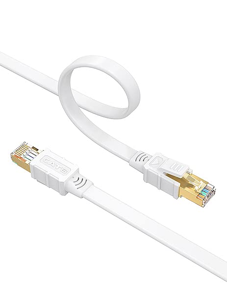 Larrok Cat 8 Ethernet Cable 6Ft, High Speed Flat Internet Lan Cable 40Gbps 2000Mhz With Gold Plated Sftp Rj45 Connector, 26Awg I