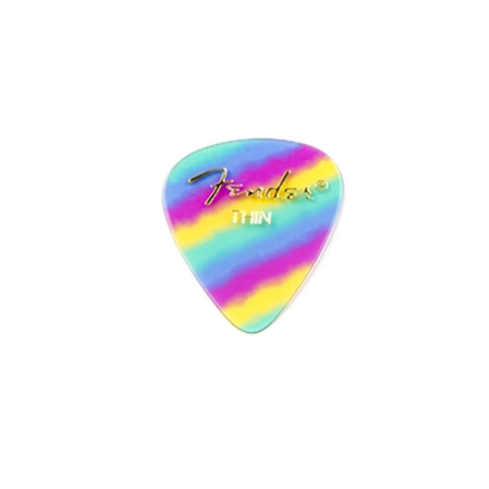 Fender Graphic Guitar Picks 351 Shape, Stocking Stuffers, Guitar Accessories, Rainbow, Thin, 12 Pack