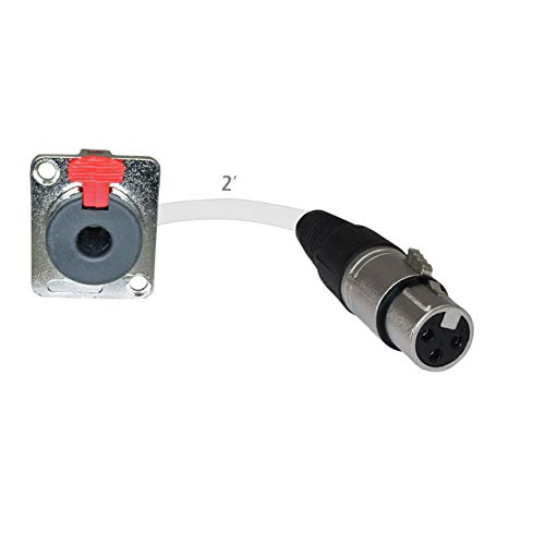 MCSPROAUDIO 2ft Pigtail: 1/4 TRS Panel Mount to XLR Female Plug (White)