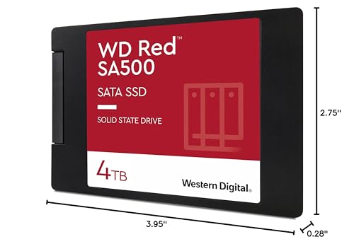 Western Digital 4Tb Wd Red Sa500 Nas 3D Nand Internal Ssd - Sata Iii 6 Gb/S, 2.5/7Mm, Up To 560 Mb/S - Wds400T1R0A, Solid State