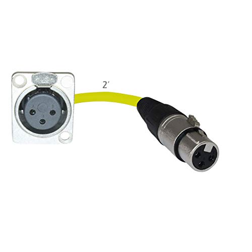 Floor Stage Box Panel Mount Pigtail Drop In No Solder (Xlr Female  Xlr Female, Yellow)