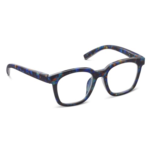 Peepers By Peeperspecs Womens To The Max Oversized Soft Square Blue Light Blocking Glasses, Cobalt Tortoise, +3.50 + 3.5