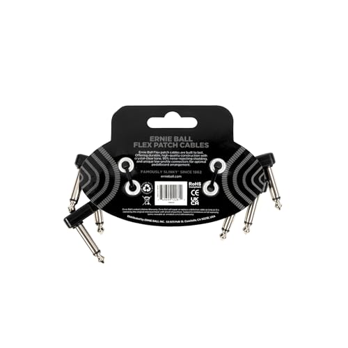 Ernie Ball Flex Patch Cable 3In   Black   3 Pack