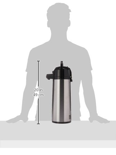 Service Ideas Ecal25S Eco Air Airpot With Lever Lid, Insulated Beverage Dispenser, Thermal Coffee Carafe, 2.5 Liter, Glass Vacuu