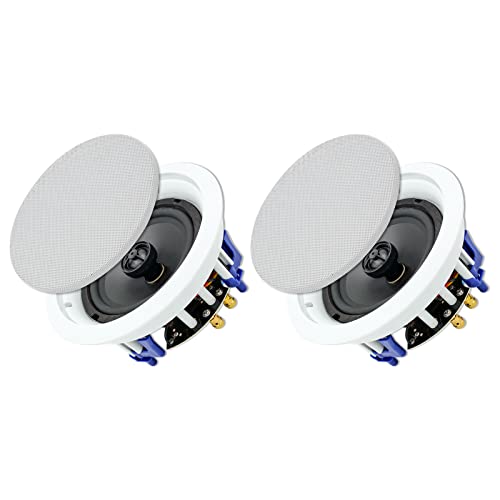 Herdio Passive Ceiling Speakers 6.5 Inch, 320W 2 Way Round Flush Mount Speakers, Easy To Install, Perfect For Home Theater Livin