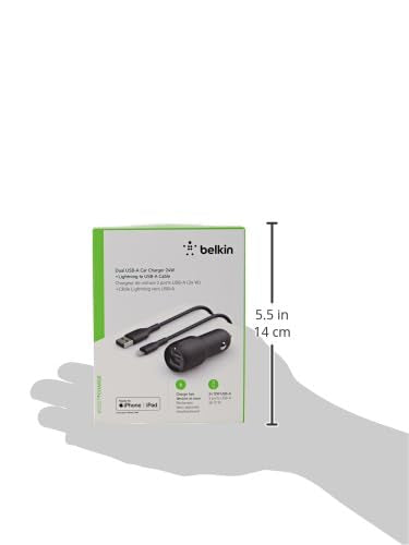 Belkin Dual Usb Car Charger 24W + Lightning Cable (Boost Charge Dual Port Car Charger, 2 Port Usb Car Charger) Iphone Car Charge
