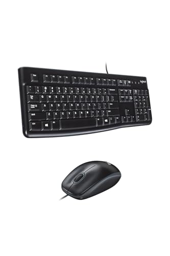 Logitech Mk120 Wired Usb Keyboard And Mouse Set For Windows, Optical Wired Mouse, FullSize Keyboard, Usb PlugAndPlay, Compati