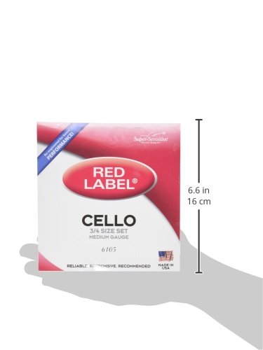 Super Sensitive Red Label 6105 Cello String Set, 3/4, Full Set