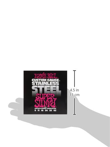 Ernie Ball Super Slinky Stainless Steel Electric Guitar Strings, 9 42 Gauge (P02248)