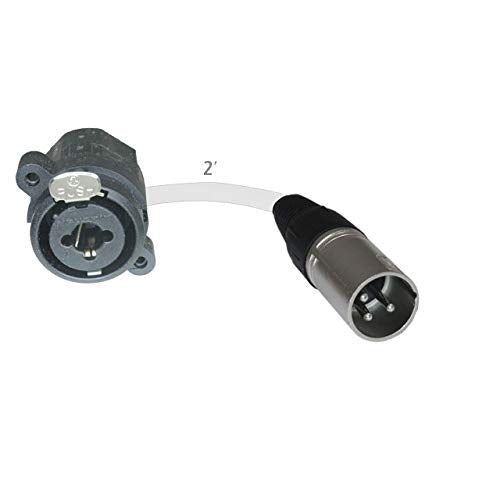 Floor Stage Box Panel Mount Pigtail Drop In No Solder (Combo > Xlr Male, White)