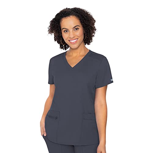 Med Couture Touch Womens V Neck Knit Back Top, Pewter, Large