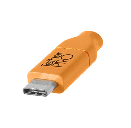 Tether Tools TetherPro USB C to USB 2.0 Mini B 8 Pin Cable | for Fast Transfer and Connection Between Camera and Computer | High Visibility Orange | 15 Feet (4.6 m