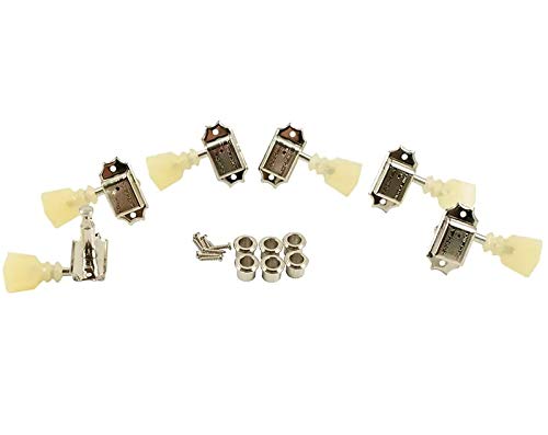 Kluson Guitar Tuning Pegs Machines 3+3 Nickel Pearl Green Double Line Les Paul
