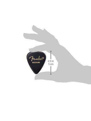 Fender Classic Celluloid Guitar Picks 351 Shape, Black, Medium, 144 Pack