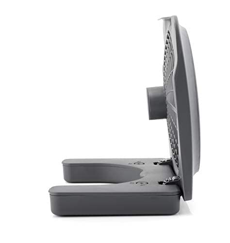 O2Cool Treva 10 Inch Portable Desktop Air Circulation Battery Fan, 2 Speed, Compact Folding & Tilt Design, With Ac Adapter (Grap