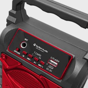 Top Tech Jet 4 Portable Bluetooth Speaker, 400W Power, 4 Inch Woofer, Rich Bass, 6 Hour Playtime, Disco Lights, Karaoke Mode, Tws Function, 100 Ft Wireless Range, Usb, Tf Card & Microphone Input, Red