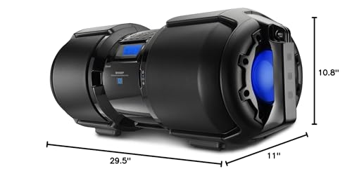 Sharp GX BT9X Large Portable Bluetooth BoomBox Speaker,Matte Black