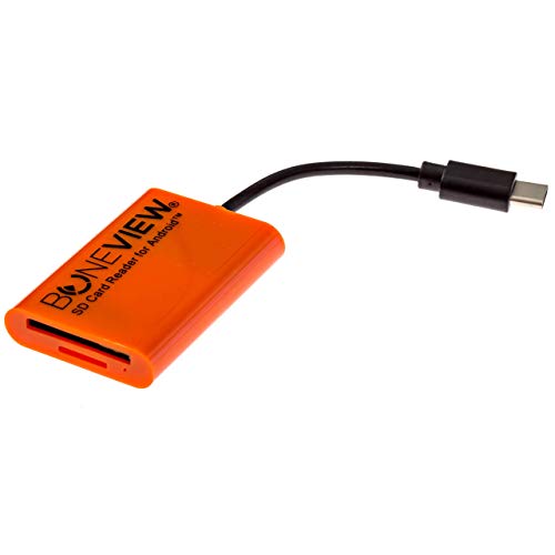 BoneView SD Card Reader for Android - Type C USB, Orange, BV-2002, Backup & Share Game Cam Photos & Videos