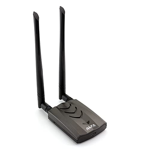 Alfa Long Range Dual Band Ac1200 Wireless Usb 3.0 Type C Wi Fi Adapter W/2X 5Dbi External Antennas   2.4Ghz 300Mbps/5Ghz 867Mbps