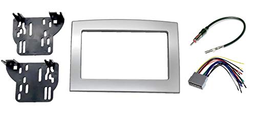 Silver Double Din Dash Install Kit W/Wiring Harness Radio Stereo Compatible With Dodge Ram