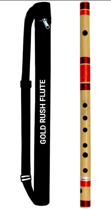 Gold Rush Flute C Natural Medium Professional Right Hand Bamboo Flute Size 19.5 Inch Color Yellow & Brown (Cnm4444)