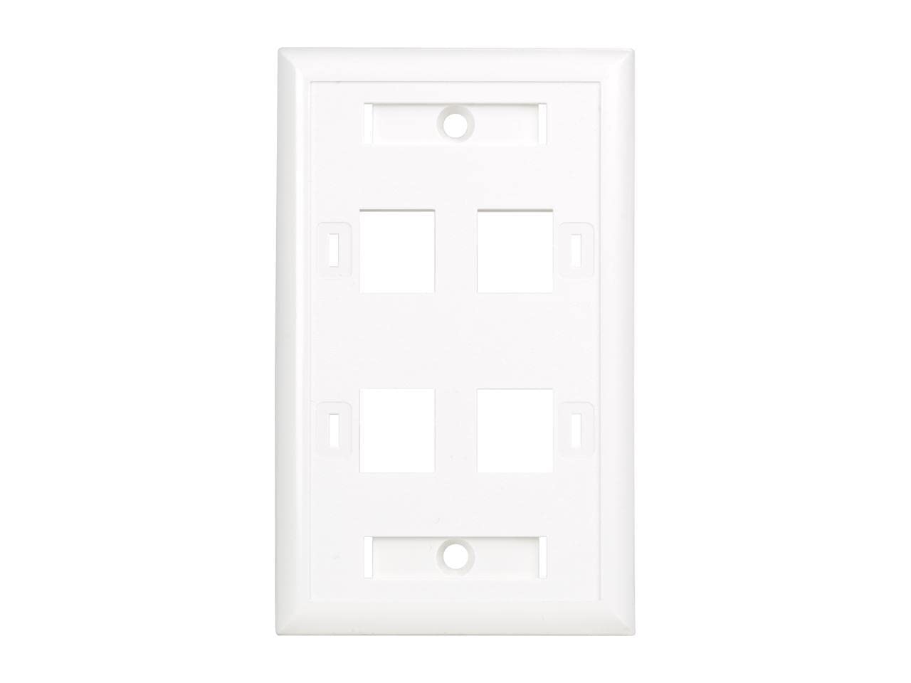Tripp Lite Quad Outlet Rj45 Universal Keystone Face Plate / Wall Plate, White, 4 Port (N042 001 04 Wh)