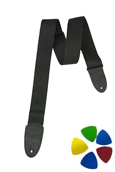 MG MUSIC GALAXY Adjustable Guitar Strap with Leather Ends for Electric, Bass & Acoustic Guitars | 5 Picks Included