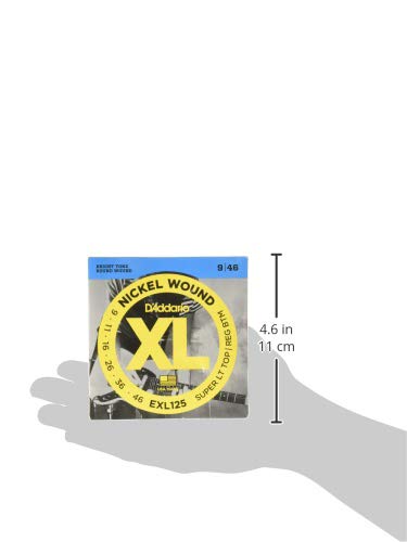 Daddario Electric Guitar Strings, Xl Nickel, Exl125, Super Light Top/Regular Bottom Gauge 9-46, 6-String Set, Pack Of 1