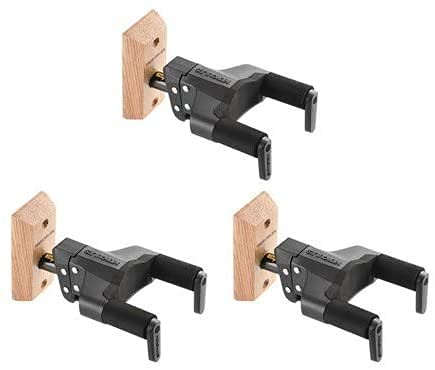 3 Pack Bundle Hercules Gsp38Wbplus Locking Guitar Hanger Wall Mount W/ Wood Base