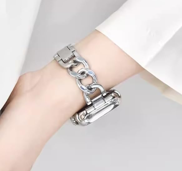 Kolgios 38/40/41 Mm Silver Women Stylish Cool Chain Durable Smartwatch Band Compatible For Apple Watch Band Series 9/8/7/6/5/Se