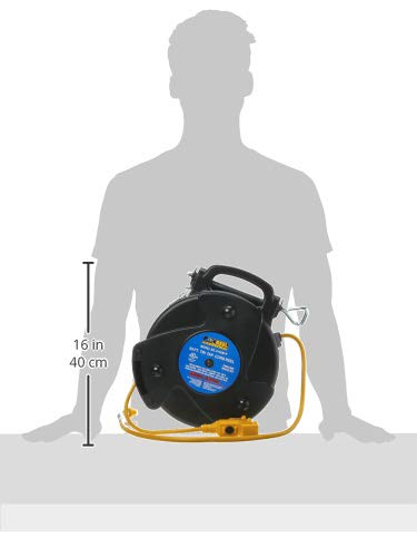 Alert Proreel Pro Grade 8150Mp Heavy Duty Retractable Extension Cord Reel | 50'   14/3 Sjtow Electrical Retracting Cord | Tri Ta
