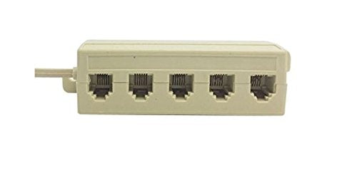 Tgom 5 Outlet Modular Jack Telephone Line Splitter With Cable White