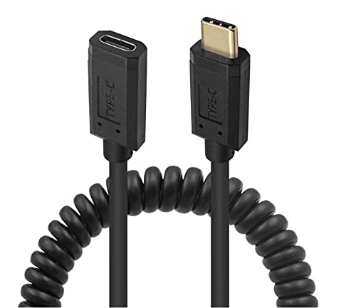 Qaoquda Coiled Usb 3.1 Type C Cable, Usb C Male To Usb C Female Coiled Spring Spiral Cable, 3A 10Gbps Fast Charging, Data Extens