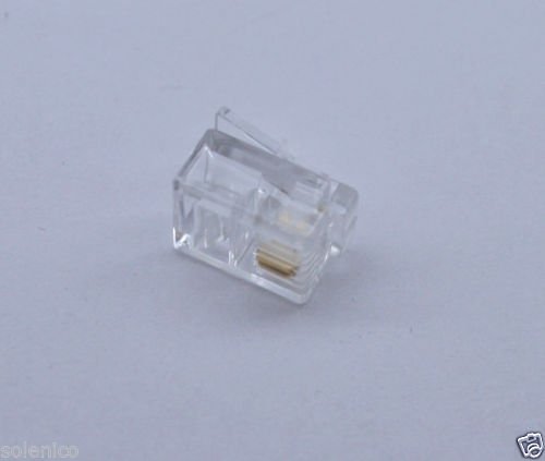 100 Durable 2 Pin Rj11 Rj 11 6P2C Modular Plug Telephone Phone Connector Clear