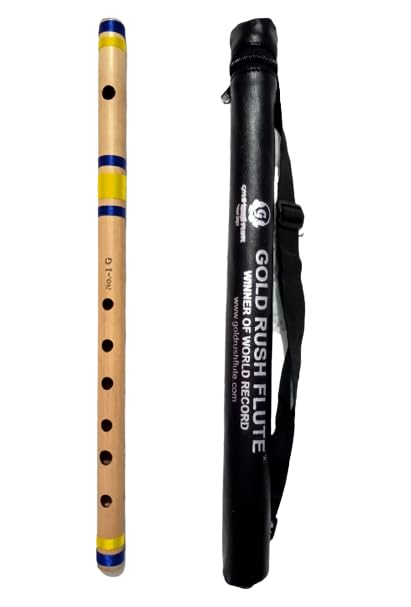 Gold Rush Flute G Scale Middle Size Bamboo Flute Size 17 Inch & 45 Cm Length 6 Holes With Carry Bag This Flute Special For Begin