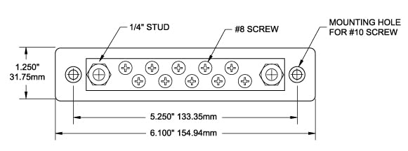 Blue Sea Systems 2301 150 Amp Common Busbar With 10 Screws