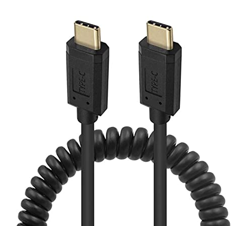 Qaoquda Coiled Usb 3.1 Type C Cable, Usb Type C (Usb C) Male To Male Coiled Spring Spiral Cable, 3A 10Gbps Fast Charging, Data E