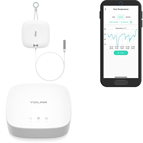 Yolink Weatherproof Fluid, Air, Surface Extreme High/Low Temperature Sensor With Probe, 1000 Feet Long Range, App Alerts, Text/S