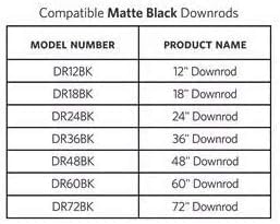 Monte Carlo Dr12Bk 12 Inch Downrod, Matte Black