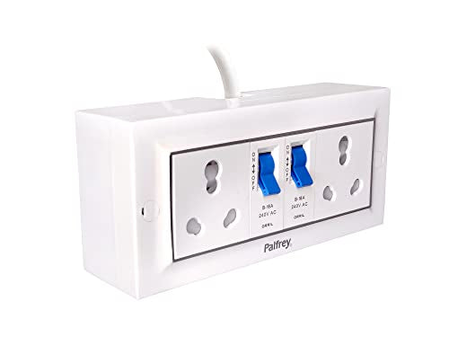 Palfrey Extension Board  Two 16A Socket With Safety Shutter & Two 16A Mcb Switch | 16A 3 Pin Plug With Indicator | 2.5 Sqmm 3 C