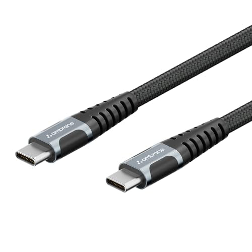 Ambrane 20Gbps Data Transfer & 100W Fast Charging Type C to Type C Braided Cable for Smartphones, Tablets, Laptops & other Type 
